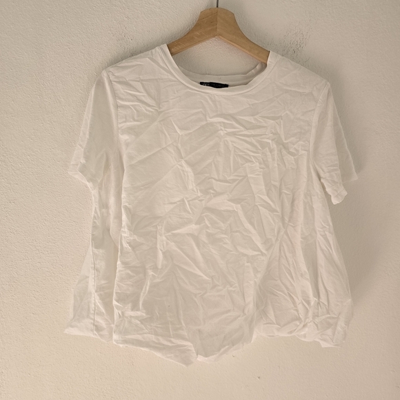 Zara Tops - ZARA White Bubble T-Shirt Short Sleeve Boxy Medium